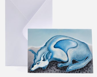 Greeting card “Dog at blue hour” | Landscape format | 14.8 x 10.5 cm