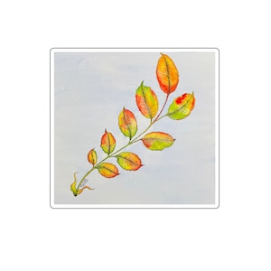 Dipinto originale a tecnica mista “Tired Leaf” su carta d'artista con passe-partout e cornice | 25x25 cm | Acquarello e inchiostro | Unico