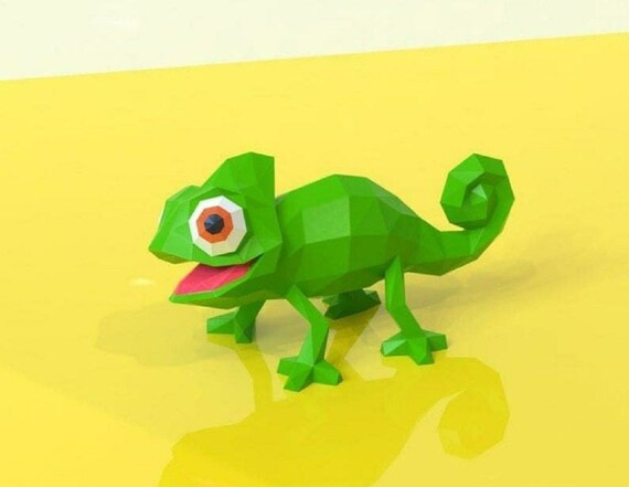DIY Papercraft Chameleon Printable Templatespapercraft - Etsy