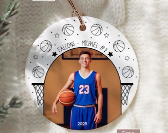 Personalized Basketball Ornament, Custom Basketball Photo Ornament for Basketball Player Ornament, Basketball Christmas Ornaments