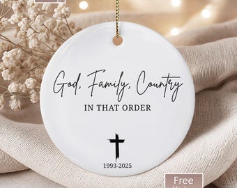 God Family Country Ornament, Freedom Ornament, Christian Ornaments, Patriotic Christmas Ornament , Turning Point