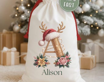 Personalised Christmas Sack, Initial Christmas Sack, Christmas Present Sack, Large Christmas Sack, Christmas Stocking Sack