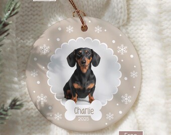 Dachshund Ornament for Dog lovers, Personalized Dachshund Mom Gift, Custom Dachshund Dog Photo Ornament, Personalized Dog Ornament Christmas