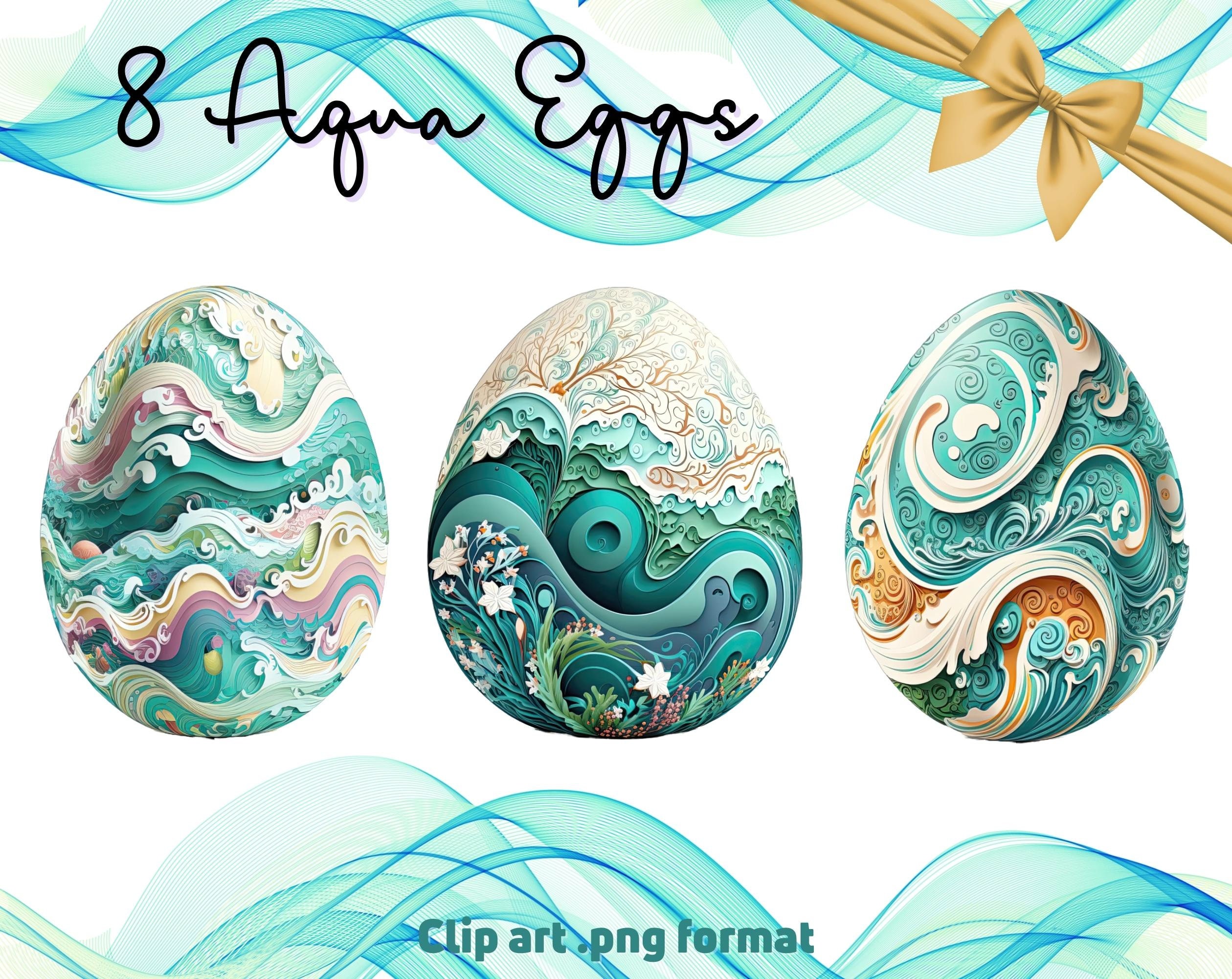 Blue Easter Eggs Clip Art Bundle. Cozy Aqua Eggs Png Graphics Etsy
