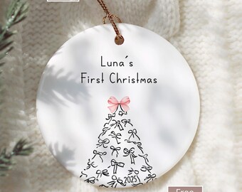 Baby Girl Ornament, Baby Girl First Christmas Ornament, Baby Girl Ornament Bow, Babys First Christmas Ornament Girl, New Baby Girl Ornament
