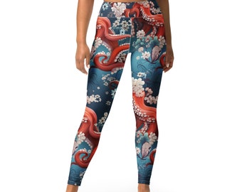 Hidden octopus Yoga Leggings, printed leggings, leggings for women, festival leggings, high waisted workout leggings