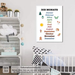 Póster educativo "Los meses" para niños: habitación infantil, aula, grupo de guardería
