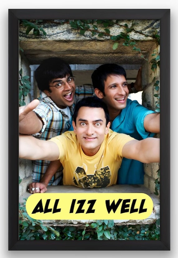 3 Idiots Movie Quote Digital Art Poster Aamir Khan Bollywood All Izz Well Instant Download High Resolution