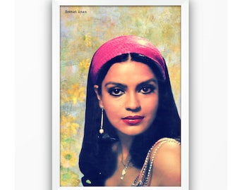 Zeenat Aman Poster | Bollywood Actress | Vintage Wall Art | Instant Download