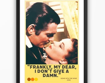 Gone With The Wind filmcitaat digitale kunstposter | Eerlijk gezegd, mijn beste... | Direct downloaden