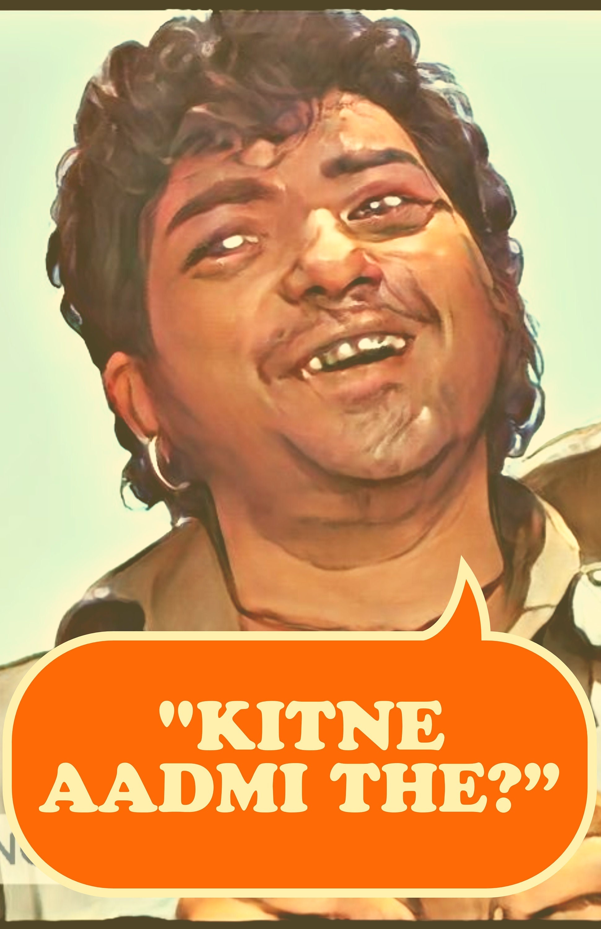 Sholay Movie Quote Digital Art Poster | Gabbar Singh | Bollywood | Kitne Aadmi The | Instant Download