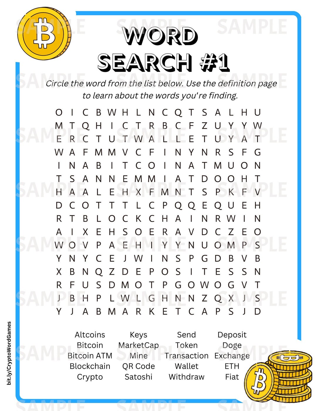 Printable Crypto Word Search Puzzle Digital Download Adult Word Search Instant Download Puzzle ...