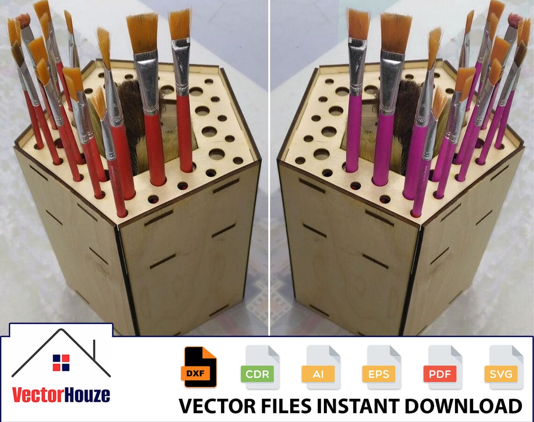 Paint Brush Holder Cdr Dxf Svg Ai Eps Pdf Laser Cut Glowforge - Etsy ...
