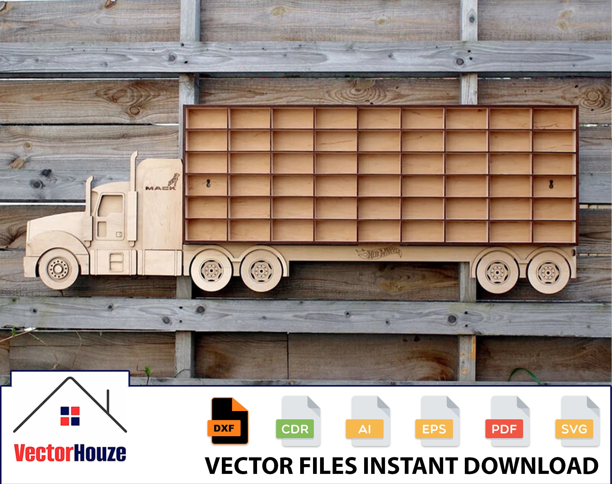 Hot Wheels Car Storage Truck, Toy Car Storage Truck Wall Shelf Cdr Dxf