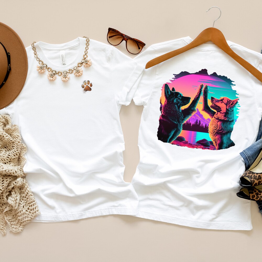 Dog High-Five T-Shirt, Colorful, Comfy, Fun, Animal Lovers, Pet Owners, Best Friends, Gifts, Casual Wear, Unique, Trendy, Styles, Pawsome Store24Hs