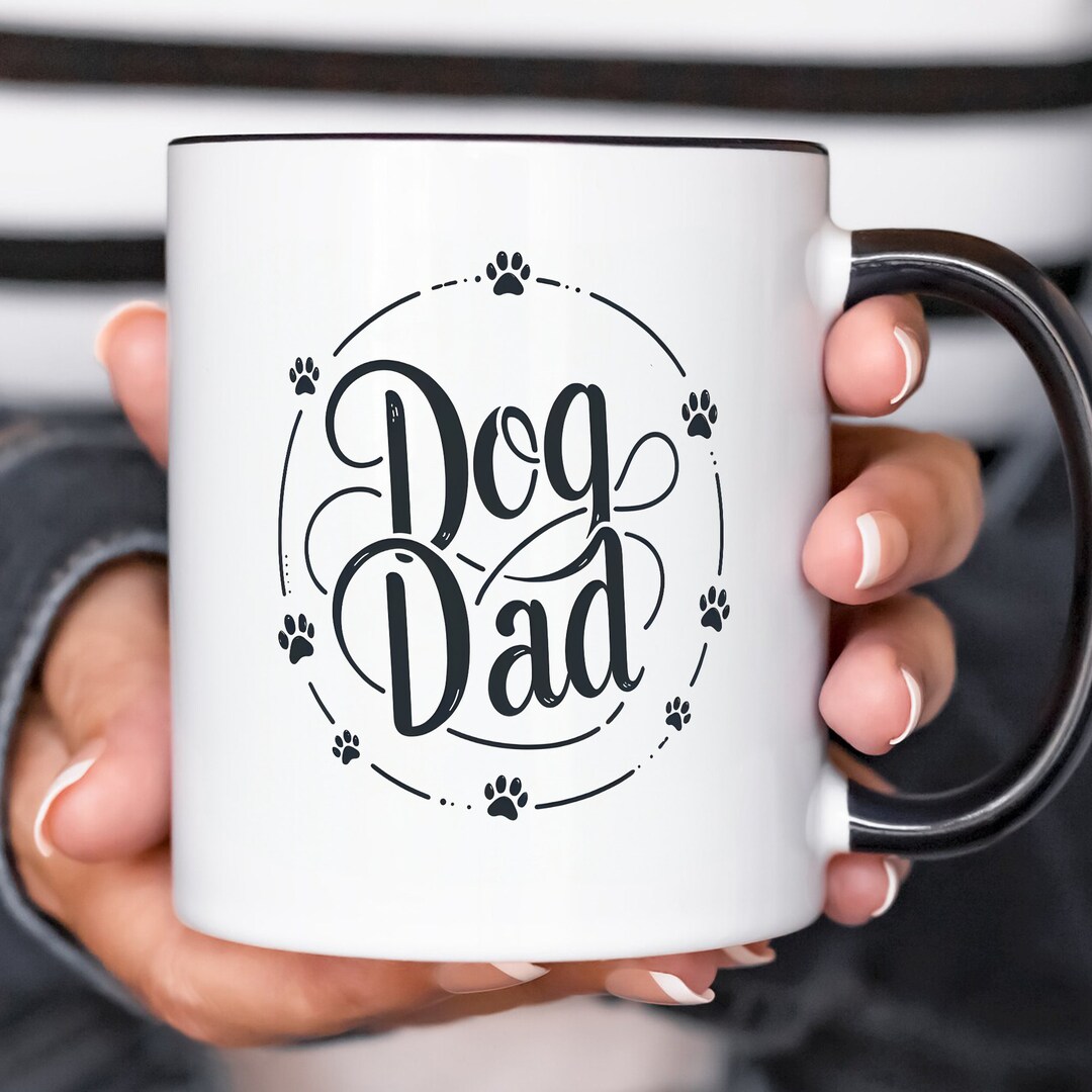 Dad Script Mug Dog Dad Mug, Paw Details, Perfect for Pet Dads, Stylish, Script Mug ...