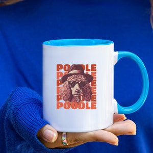 Poodle Coffee Mug, Cute Poodle Mug, Hipster Poodle, Dog with Glasses, Funny Coffee Mug, Cool Dog Mug, Poodle Lover, Dog Mom, Tea Mug