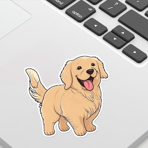 Golden Retriever Sticker, Dog Sticker, Happy Sticker, Colorful, Cute Design, Laptop, Water Bottle, or Car, Gift for Dog Lover