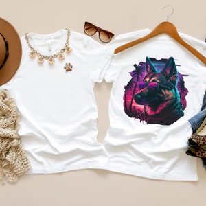 German Shepherd T-Shirt, Cool Sunglasses, Paw print, Unique design, Colorful, Pet lover, Dog lover, Graphic, Fashion, Apparel, Clothing