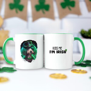 Poodle Mug, Kiss Me I&#39;m Irish Mug, St. Patrick&#39;s Day Coffee Mug, St. Paddy&#39;s, Leprechaun, Irish, Clover, Holiday, Celebration, Gift,