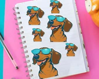 Dachshund Sticker, Dog Sticker, Weiner Dog, Happy, Sunglasses, Sticker, Colorful, Cute Design, Laptop, Water Bottle, or Car, Gift, Dog Lover