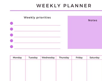 Printable Weekly Planner Sheet - Etsy