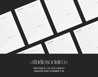 Printable Undated Daily Planner Insert  | Downloadable PDF File | Minimalistic Style