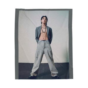 Velveteen Plush Blanket, Jungkook Seven Photoshoot, BTS Throw Blanket, Kpop Fan Bedding, Cozy Fleece Blanket, Gift for ARMY