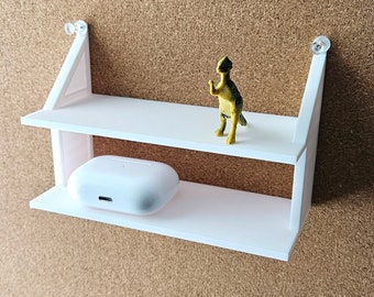 Cubicle Double Shelf: Thumbtack Mount, Eco-Friendly PLA