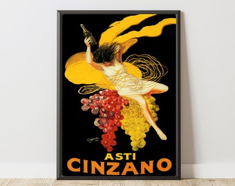 Cartel de vino italiano Asti Cinzano / Cartel vintage / Descarga vintage