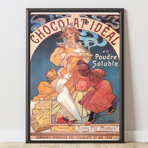 Chocolade ideale vintage poster | Keuken kunst aan de muur | Woonkamer kunst aan de muur | Directe download