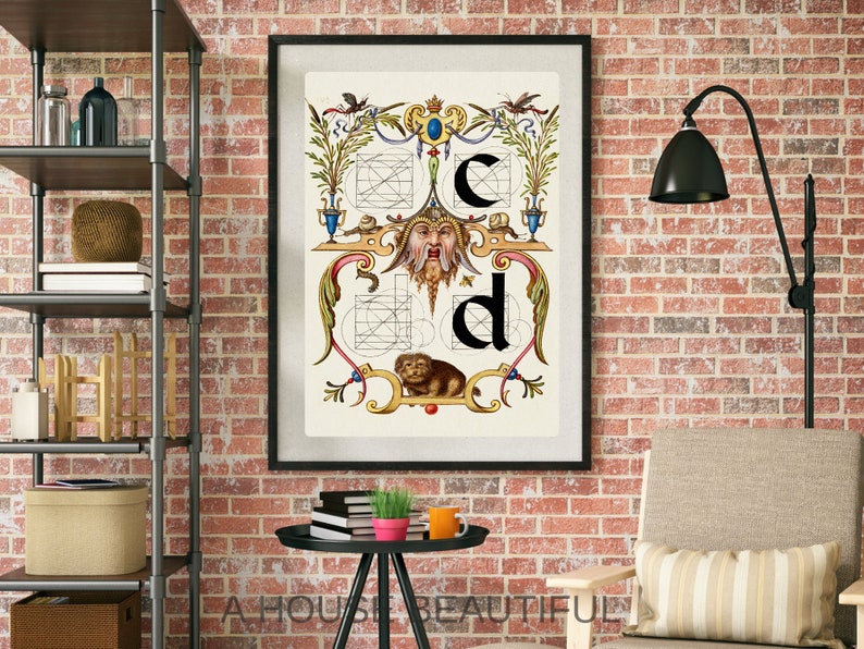 Las letras c d del libro modelo de caligrafía 1561-1596 / Arte mural ...