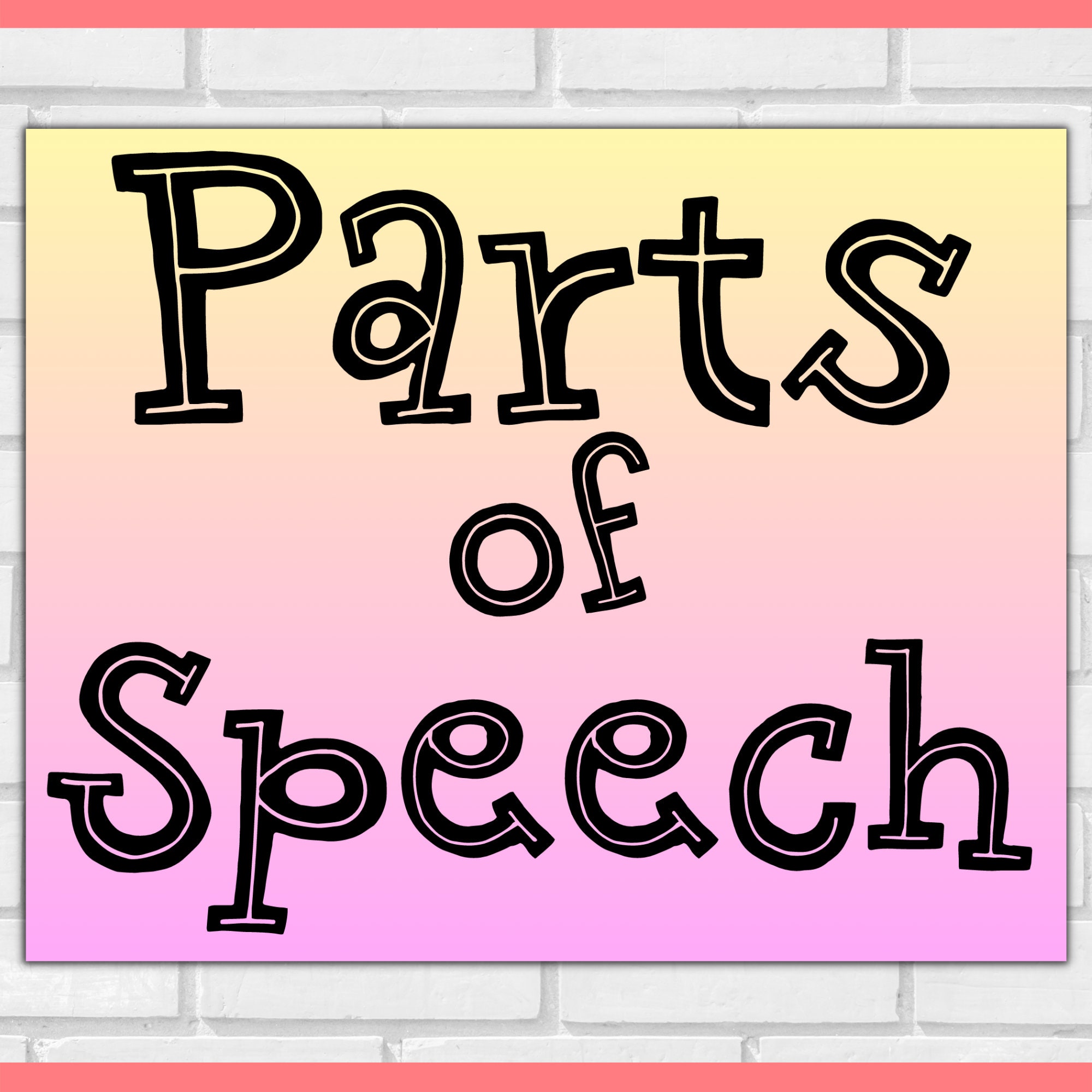 Parts of Speech Poster. English Grammar Poster. Classroom Decor
