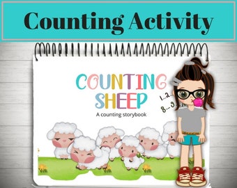 Counting Sheep Activity. Toddler quiet book. Pre-k learning binder. Prek learning binder. Pre k worksheets. Printable digital download.