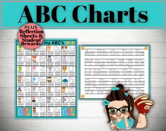 ABC Chart. Tracing letters. Early education. Printable digital download.