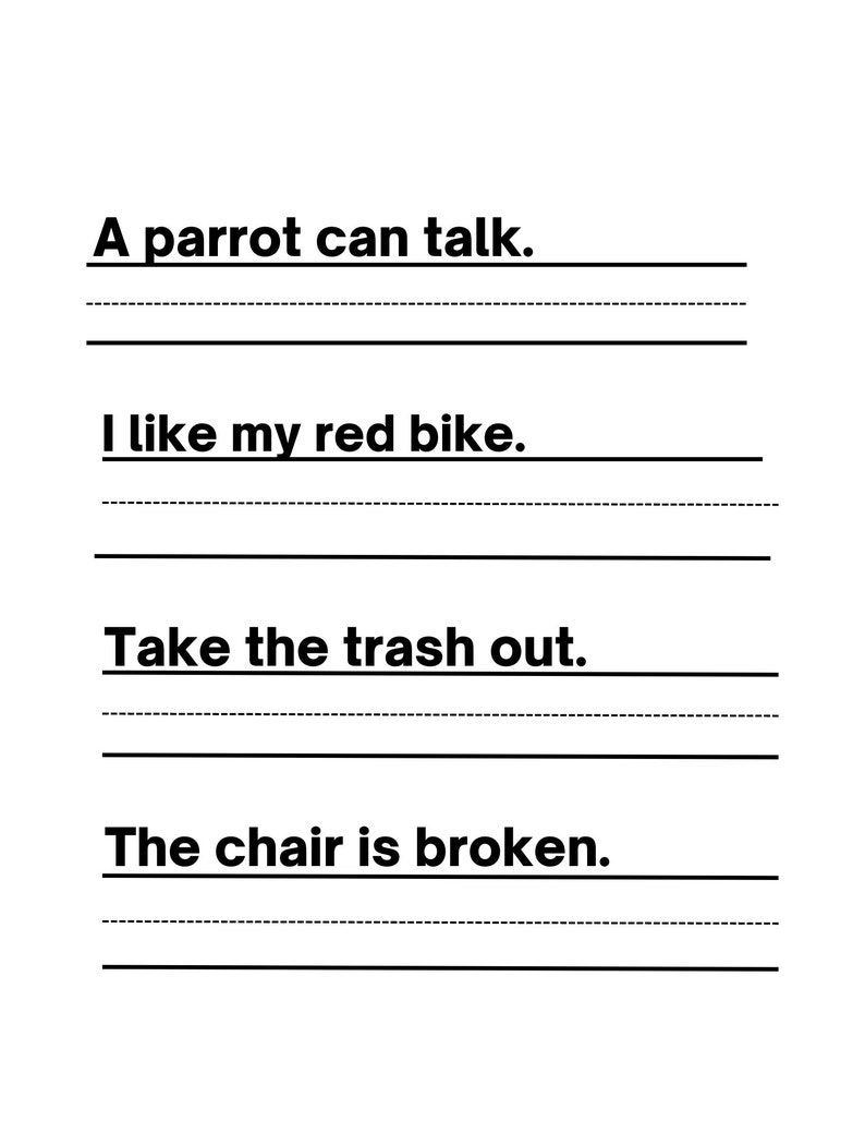 10 Printable Write the Sentence Worksheets. Sentence Writing. Etsy