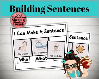 I can make a sentence! Sentence building. Build a sentence with sentence building cards. Digital download.