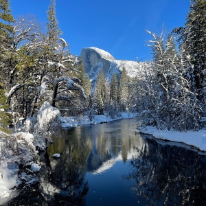 Yosemite’s Half Dome with snow