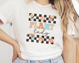 Plant Lady Shirt, Retro Mushroom Floral Tee, Gardener Gift