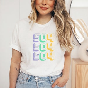 504 Area Code T-Shirt, New Orleans Shirt, NOLA 504 top, Trendy New Orleans Shirts, Mardi Gras TShirt, Men Women Nola Gift, Louisiana Trip