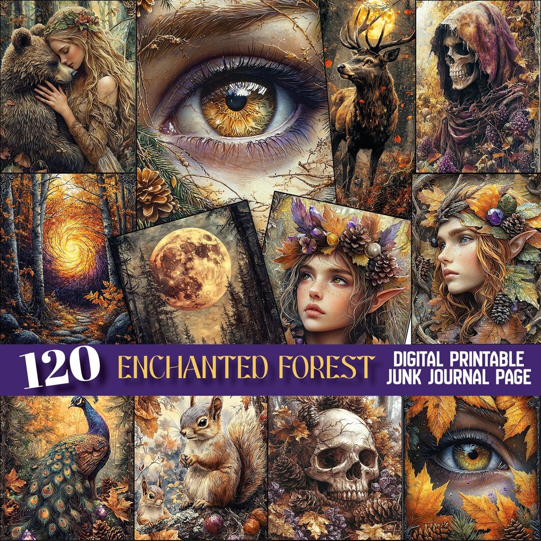 Enchanted Forest Scrapbook, Backgrounds Enchanted Forest Junk Journal ...