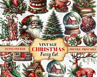 Vintage Christmas Classics Fussy Cuts, Junk Journal Kit, Junk Journal Printable, Journal Fussy Cuts, Christmas Journal, Wish Journal