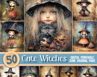 Diario basura de brujas de Halloween / Lindo jpeg de Halloween, jpg de brujas, Temporada espeluznante / Halloween para niños / Scrapbooking / Imprimible / Papel digital