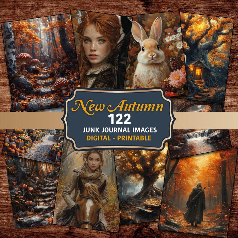 Autumn Scene Junk Journal Page, Fall Collage Sheet, Digital Scrapbook ...