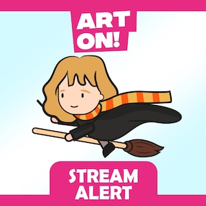 ANIMATED Wizard Girl with Broomstick Alert | Twitch, Youtube, Facebook, Streamlabs | Stream Alerts