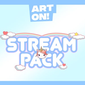 Cute Cozy Stream Pack | Rainbox Unicorn Stream Bundle | Stream Scenes, Camera Frames, Chat Boxes, Twitch Panels, Stream Overlays, Transition