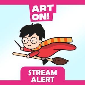 ANIMATED Wizard Boy with Broomstick Alert  | Twitch, Youtube, Facebook, Streamlabs | Stream Alerts