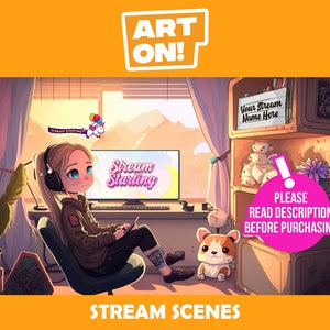Fille dans la chambre Lofi Scènes Twitch | Superpositions de flux Twitch | Scène animée en streaming | Écran de diffusion en superposition confortable sur Twitch