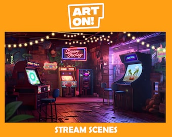 Animated Lofi Arcade Room Stream Scenes: Twitch, YouTube, Facebook (Digital Download)
