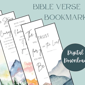 Bible Verse Bookmarks Printable Watercolor Scripture Bookmark Digital Download Christian Bookmark Bible Quotes Faith Gift Christian Cute
